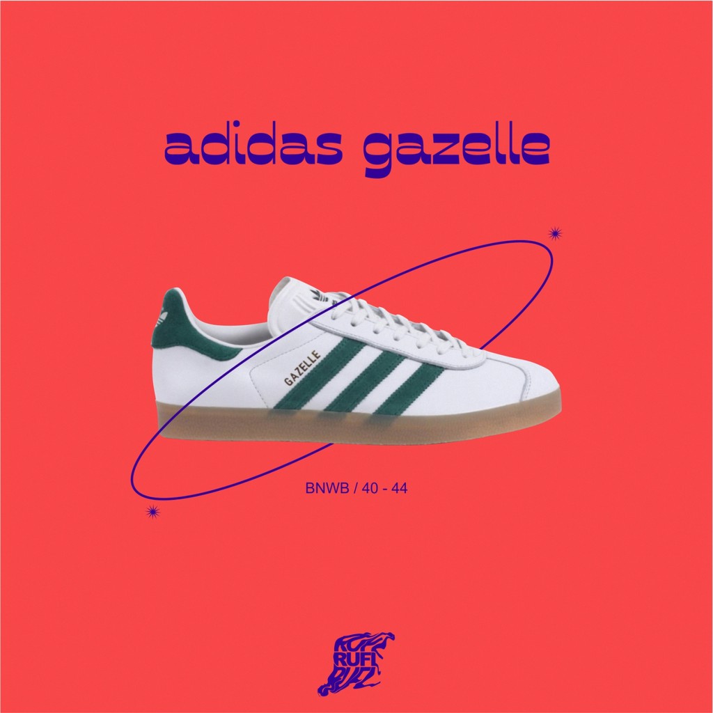 ADIDAS GAZELLE WHITE GREEN ORIGINAL