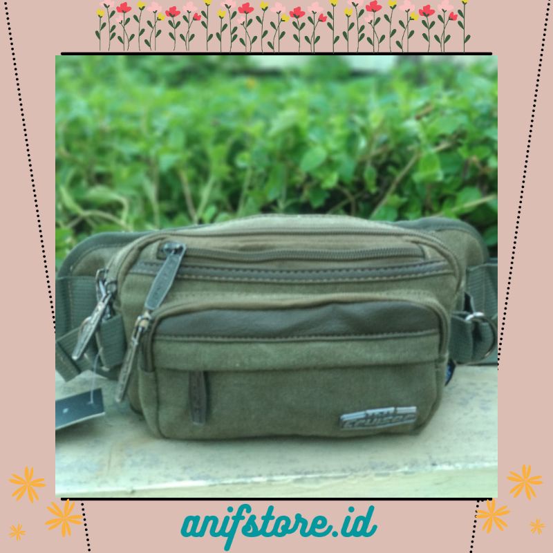 TAS PINGGANG PRIA WAISTBAG PRIA TAS SABUK KANVAS IMPORT BANYAK RUANG RESLETING IMPORT KUAT DAN AWET