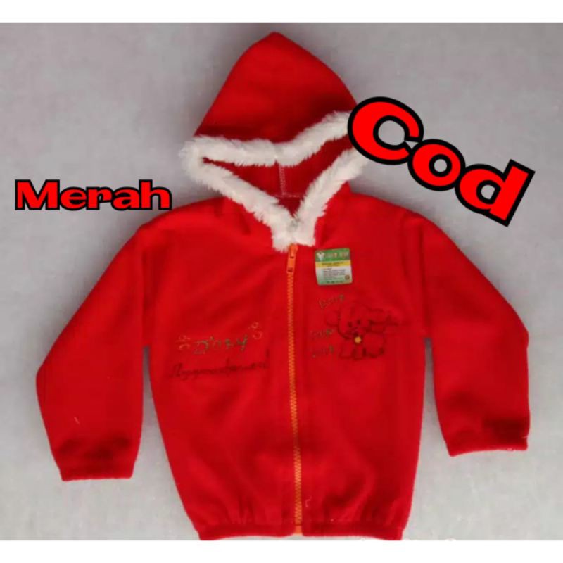 Jaket bayi lembut tebal bulu-Halus merah