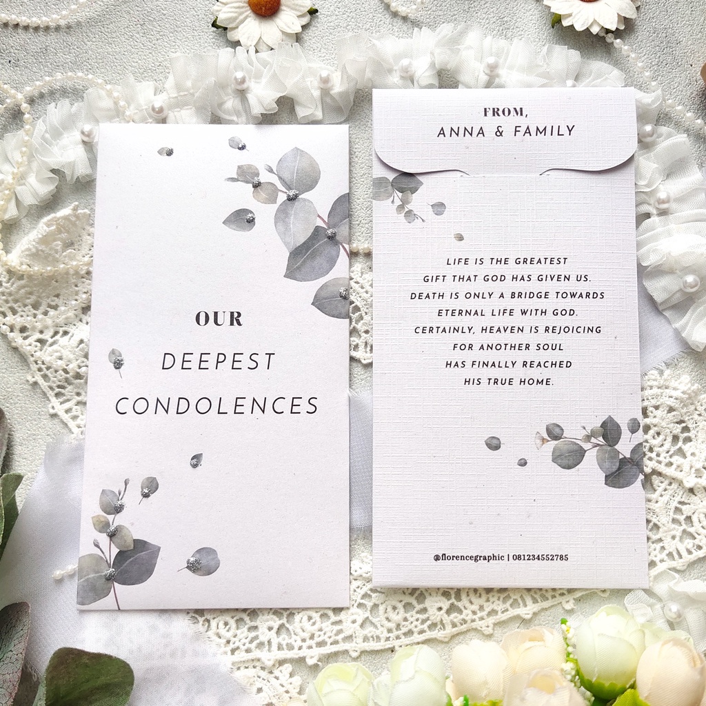 

Amplop / Angpao / Hongpao turut berduka cita / duka cita - deeply condolences bisa di custom nama (DC7-DC12)