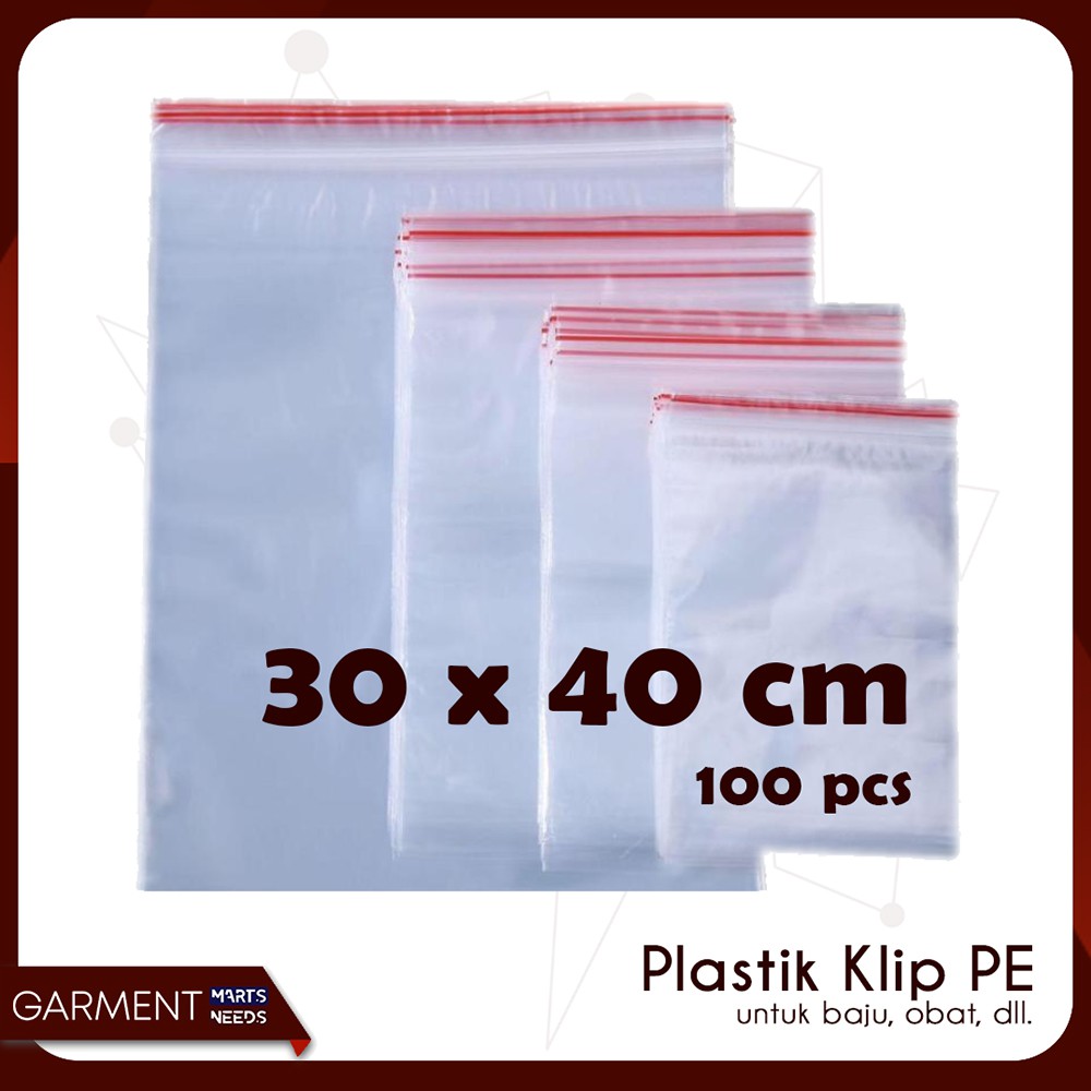 Jual Plastik Klip ukuran 30 x 40 cm 100pcs Ziplock Bag Zipper Obat PE