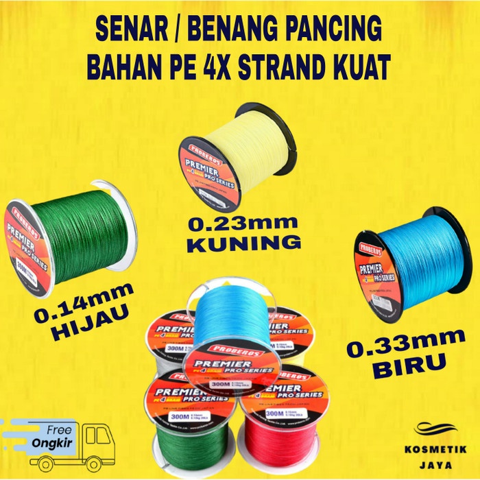 Benang / Tali / Senar Pancing pe 4 100% 300M 0.14 0.23 0.33mm Termurah