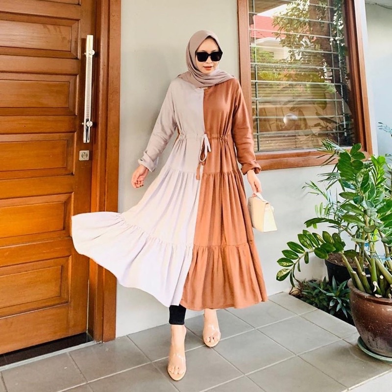 PRELOVED EMILY MIDI TUNIK TWOTONE BY RADWAH