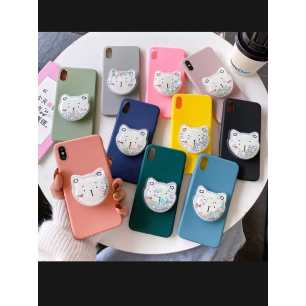 Case macaroon pop socket glitter