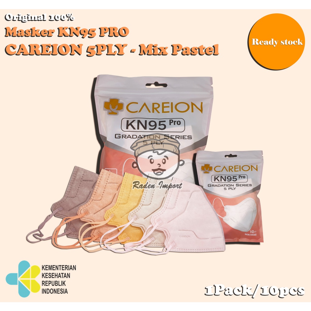 Masker KN95 PRO CAREION 5PLY 10PCS Warna Mix Pastel Soft Hybrid Surgical Mask KN 95 5 Ply MEDIS KEME