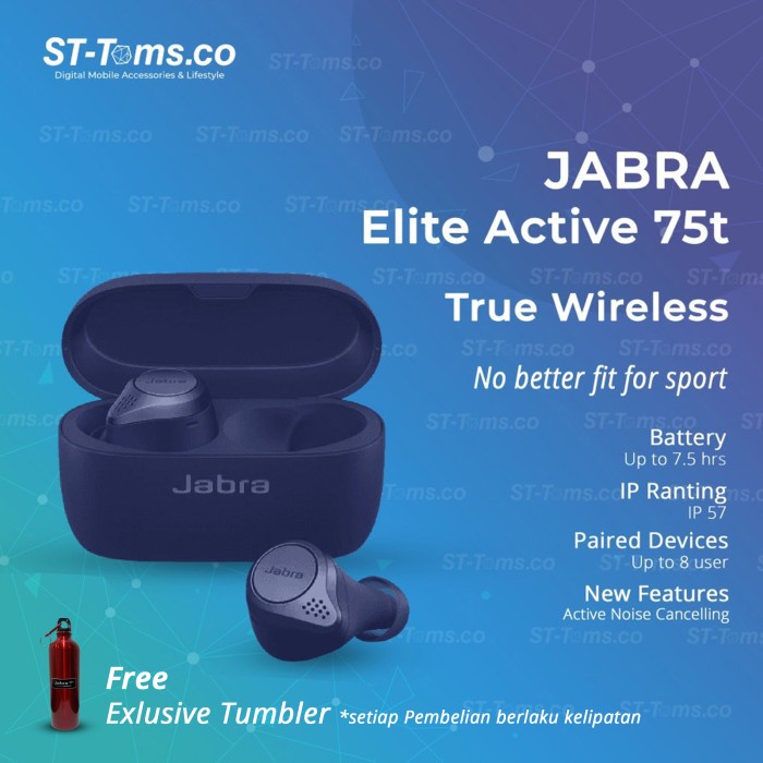 JABRA ELITE ACTIVE 75T / ACTIVE 75 T TRUE WIRELESS BLUETOOTH EARPHONE