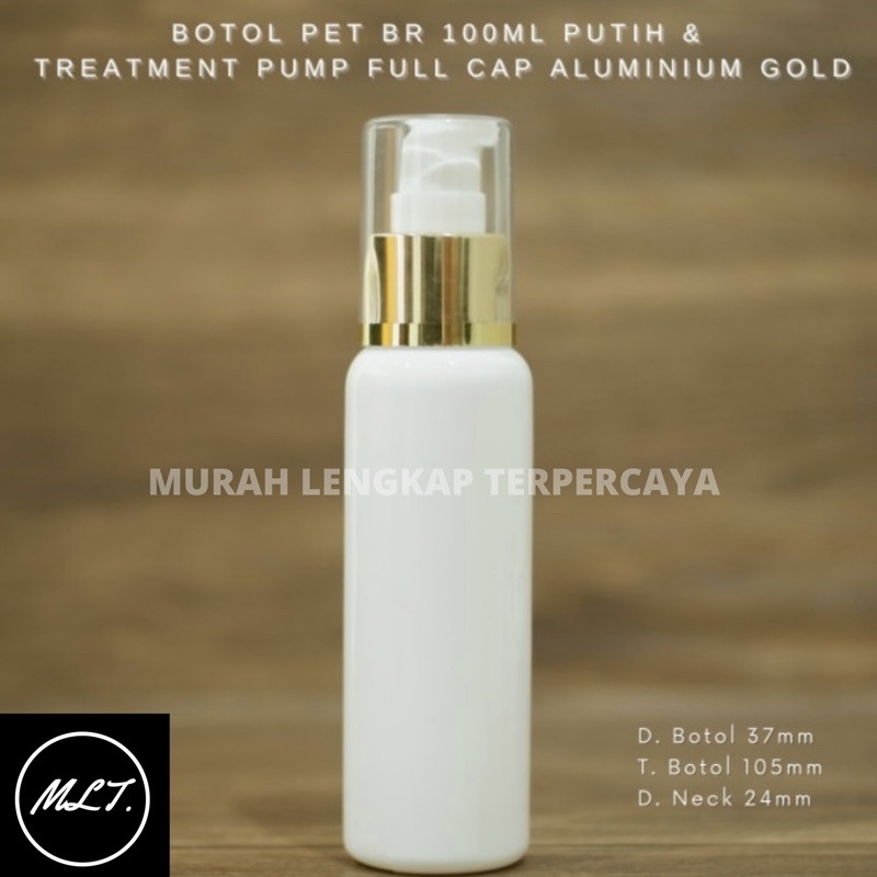 BOTOL PUMP TRITMEN 100 ML BR PUTIH TUTUP GOLD FULLCAP