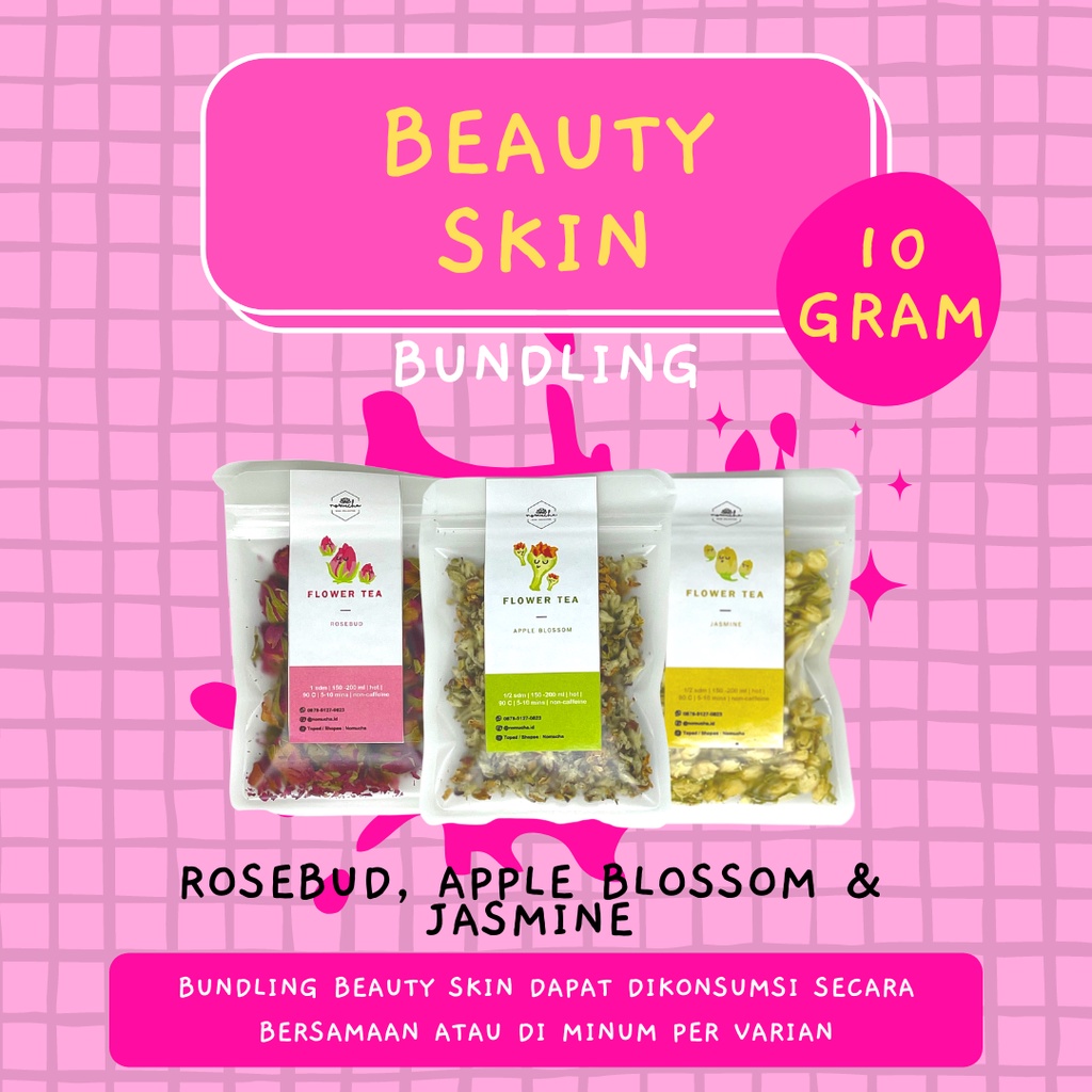 

BUNDLING PROMO : Beauty Skin (Rosebud, Apple Blossom & Jasmine) Dried Flower Tea