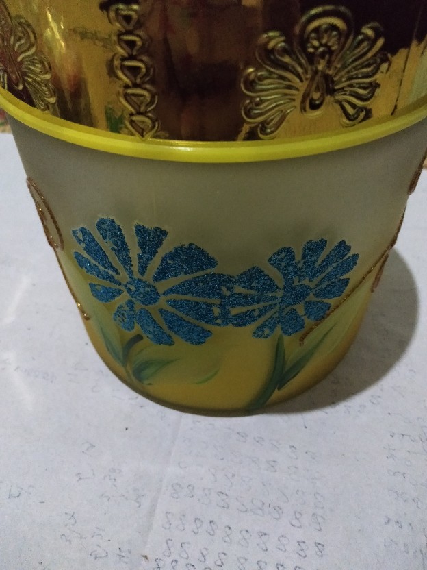 Toples Kaca Rainbow Dove Corak Kembang Pendek/toples Lebaran Lily