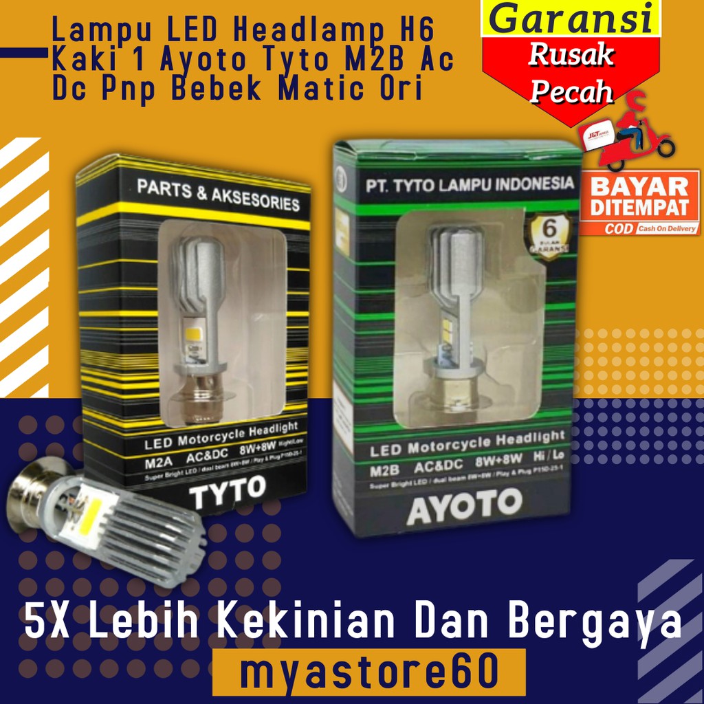 Lampu Beat Mio Jupiter Mx Vario 125 150 LED Headlamp H6 Kaki 1 Ayoto Tyto M2B Ac Dc Pnp Universal