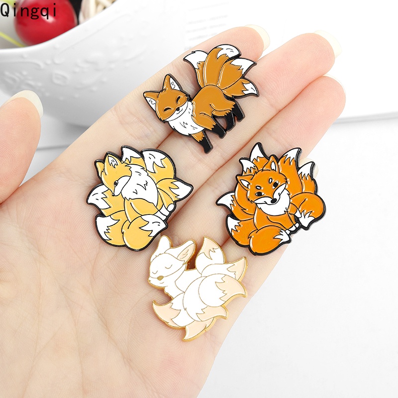 Bros Pin Enamel Bentuk Kartun Hewan Rubah Untuk Hadiah Anak