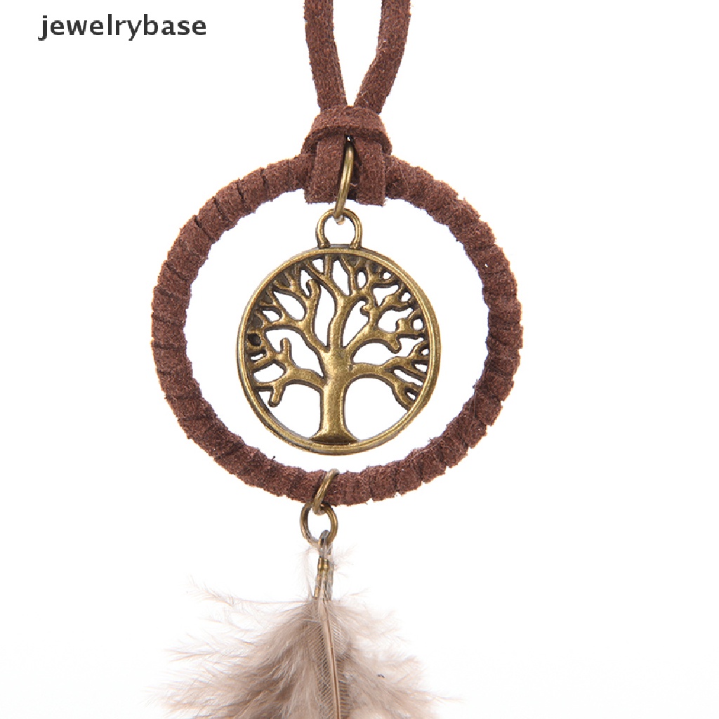 (jewelrybase) Gantungan Kunci Dream Catcher Mini Aksen Bulu Untuk Dekorasi Dinding / Mobil