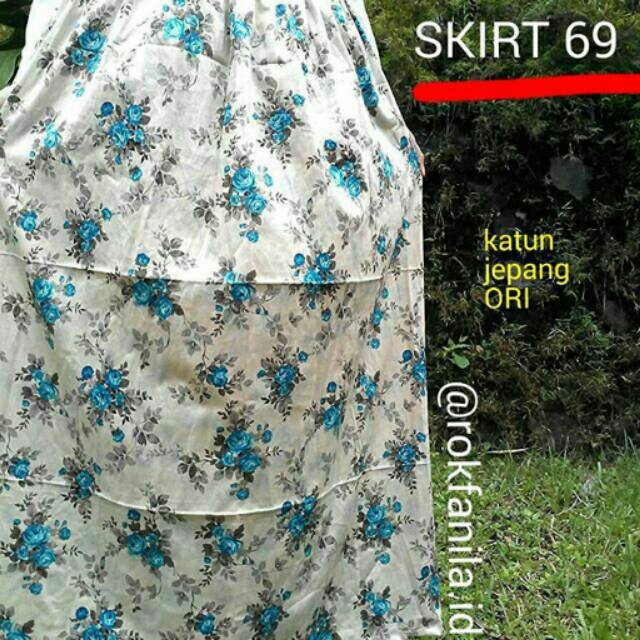 Rok Panjang Ori Katun Jepang Premium Motif Bunga Shabby Chic Cantik_Skirt 69 Rokfanila