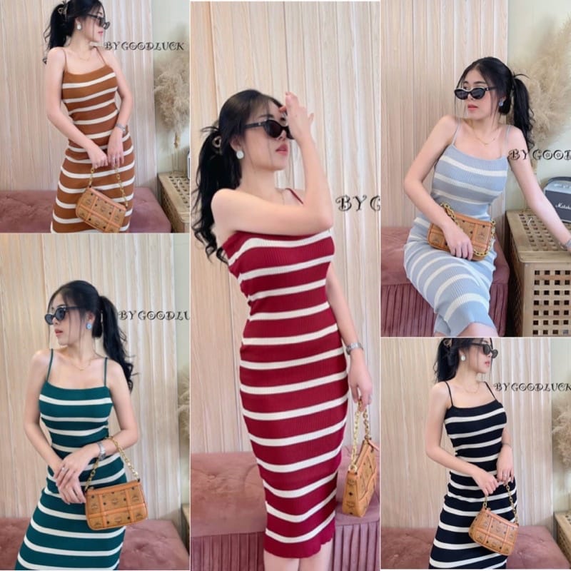 Tq88indonesia Dress Rajut Wanita Terbaru /  RJT Dress Maharini Rajut / Dress Singet  / Dress / Ootd / Dress Seksi Kekinian / Rajut Stripe