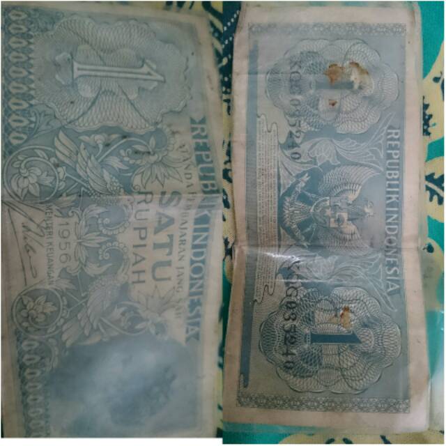 Uang kuno 1 rupiah kertas TAHUN 1956