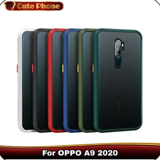 CASING HARD SOFT CASE OPPO A9 2020 A 9 BUMPER BLUR TRANSPARENT