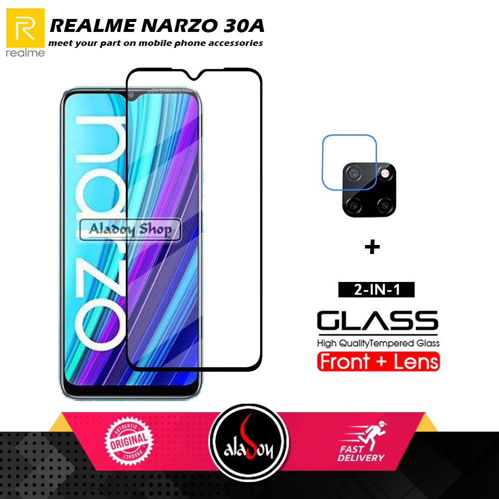 PAKET 2 IN 1 Tempered Glass Layar Realme NArzo 30A Free Tempered Glass Camera