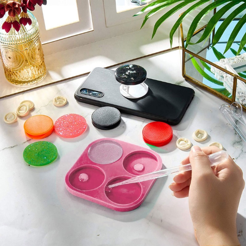 SIY  DIY Round Phone Grip Resin Mold Phone Holder Silicone Mold Round Resin Mold Phone Socket Resin Molds Resin Craft Tools