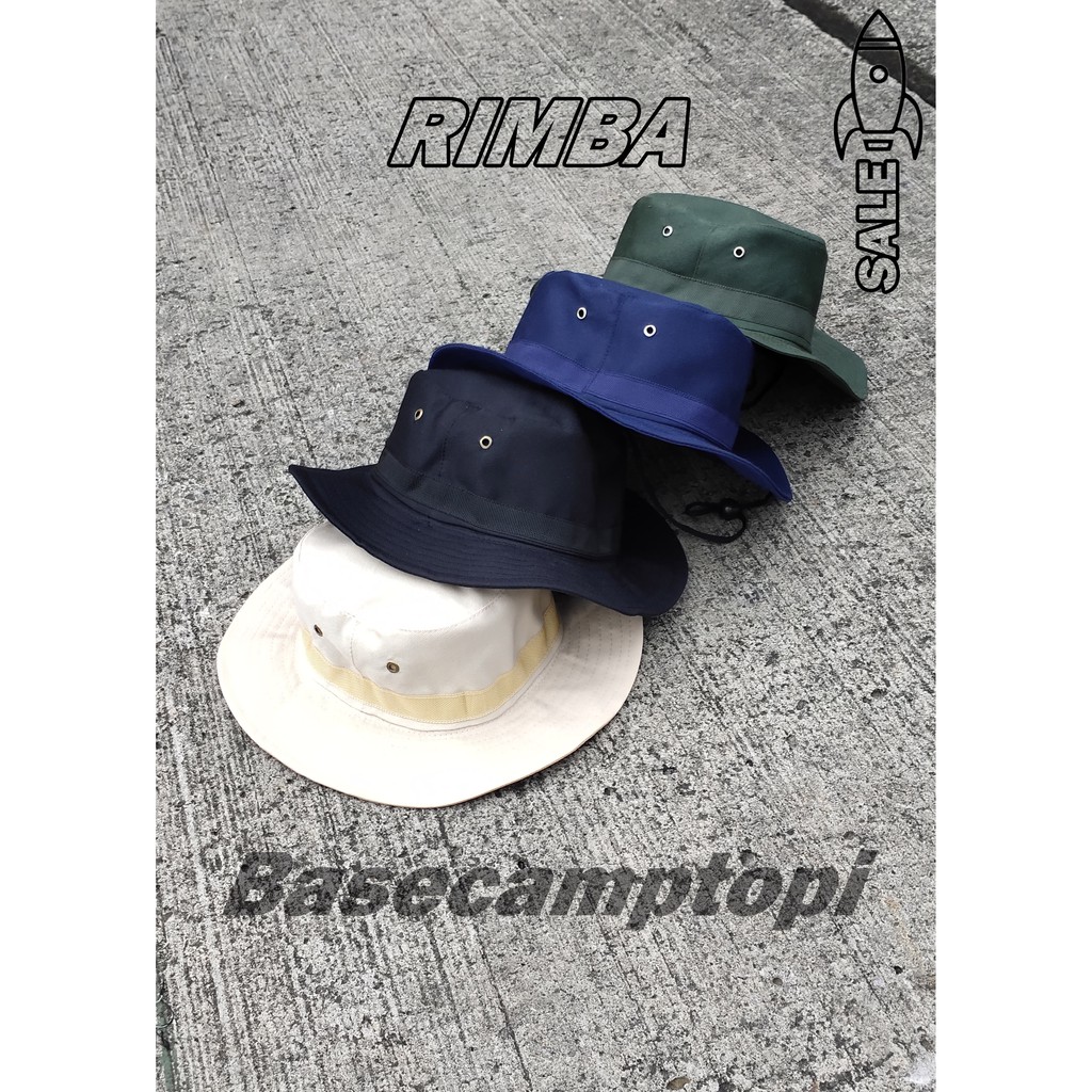 Topi Rimba Polos Adventur Gunung Pria Wanita Bahan Royal