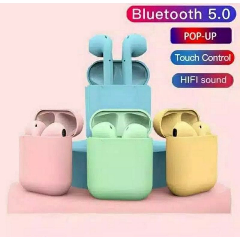 HEADSET BLUETOOTH INPODS 12 TWS MACARON EARPHONE TRUE WIRELESS STEREO HIFI SENTUH EARBUDS