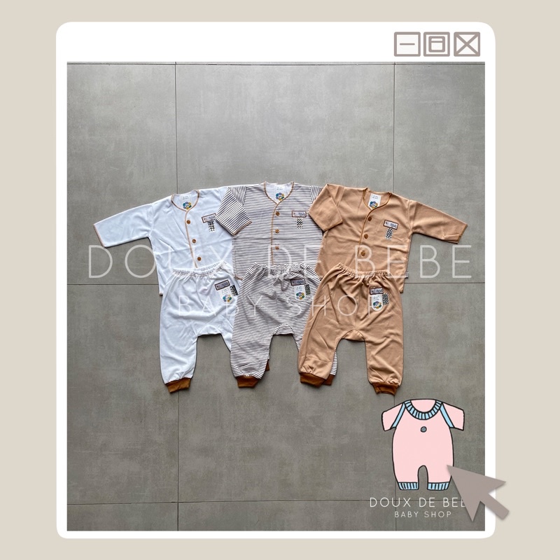 [MOMMYONLINE] NOVA Baju Celana Lengan Panjang 1 Set Newborn 0 - 3 bulan Brown Series