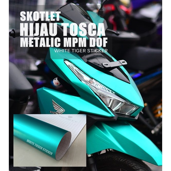 SKOTLET STIKER MOTOR HIJAU TOSCA METALIC DOF MPM SKOTLET METALIK DOF STIKER METALIC DOFF SCOTLITE MT