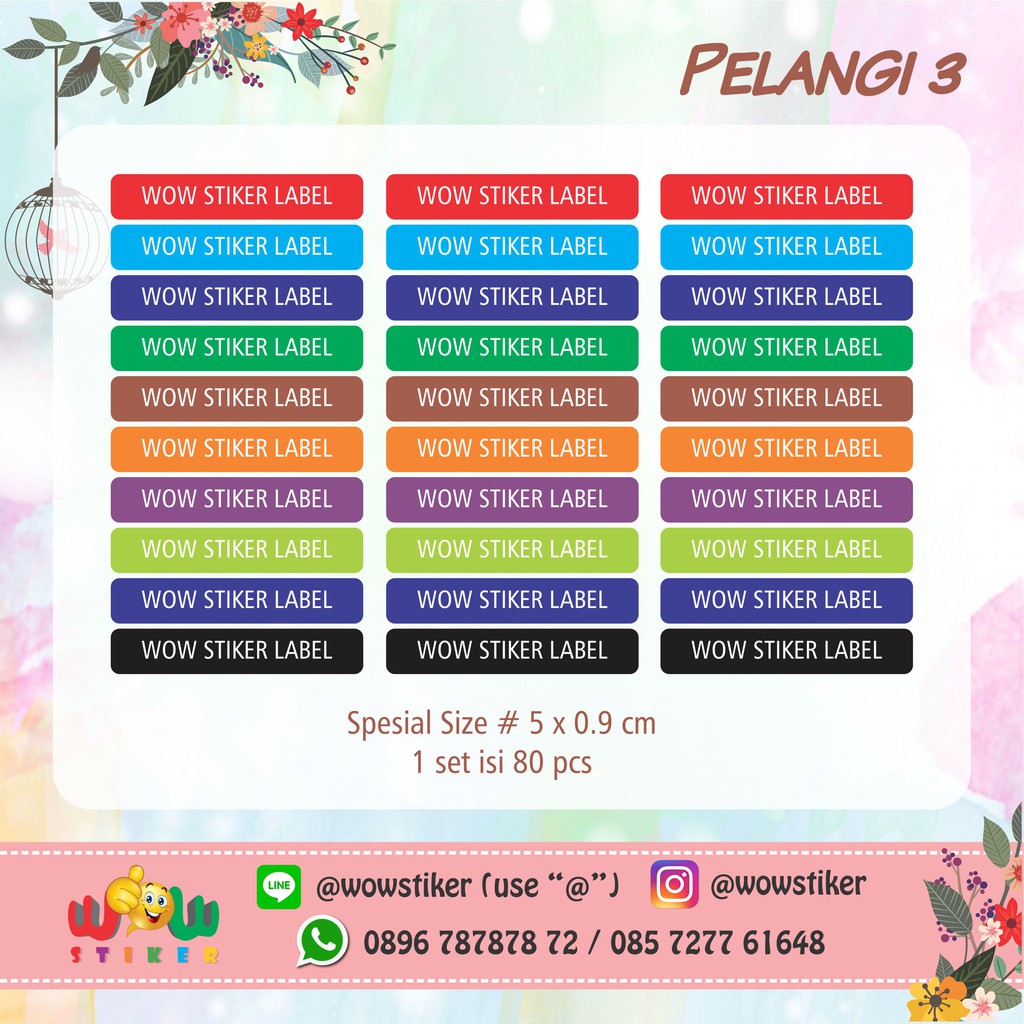 Stiker Sticker Label Nama Anak Waterproof Pelangi 3 Shopee