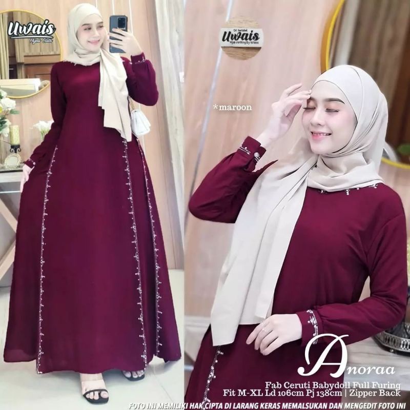 Ready Annora maxy COD Dress wanita muslimah Gamis baju midi muslim wanita gaun lebaran oneset hijab 