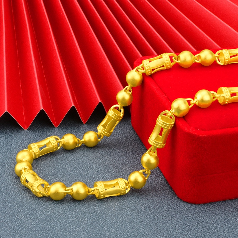 Kalung Emas Asli Kadar 375 Dengan Liontin Bambu Bulat Untuk Pria