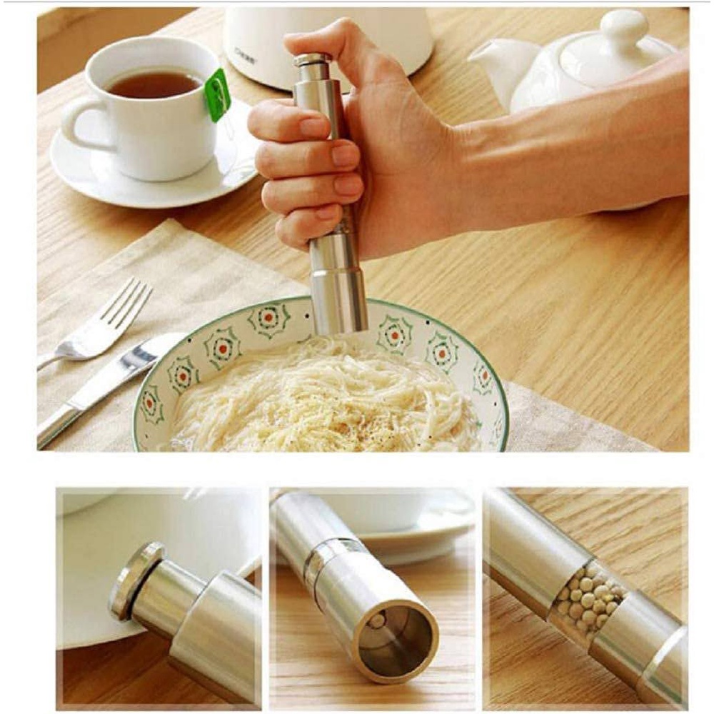 Alat Penggiling Penghancur Penghalus Bumbu Merica Lada Beras Gula Garam Rempah Pepper Mill Grinder Manual Stainless Steel Tebal Premium Grinder Kuat