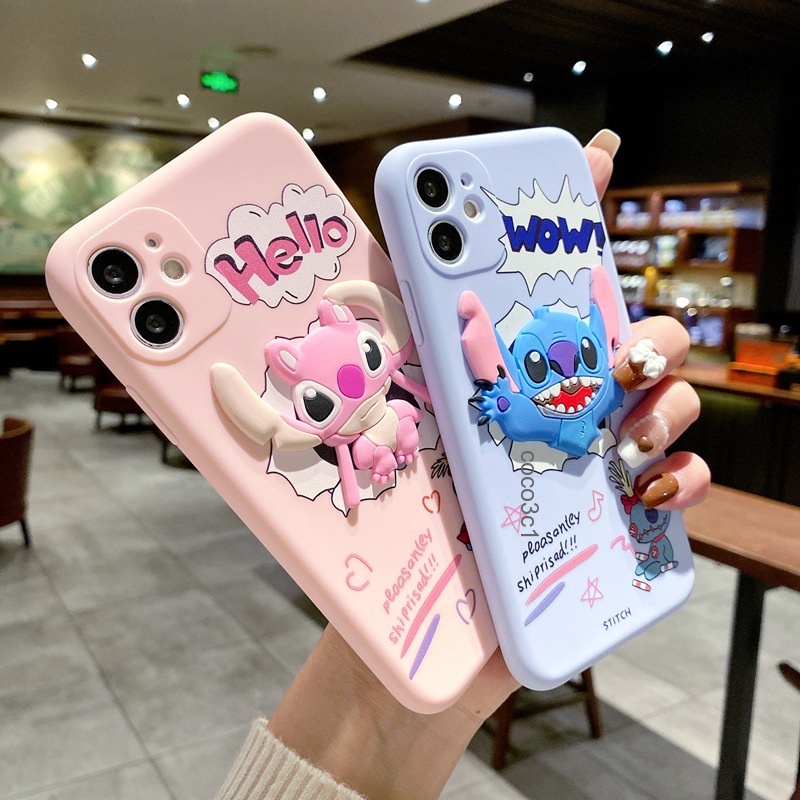 IPHONE Case Bahan Silikon TPU Motif Stitch Untuk OPPO A16 A36 A52 A72 A92 A7 A5S A7N AX7 A12 REALME 9I Q3S