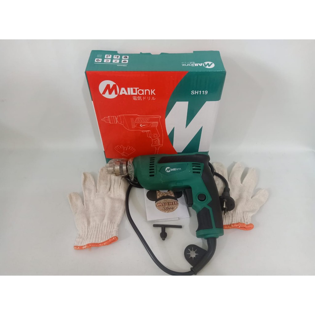 MailTank Electric Drill SH119 500W 10mm Mesin Bor Listrik Mail Tank
