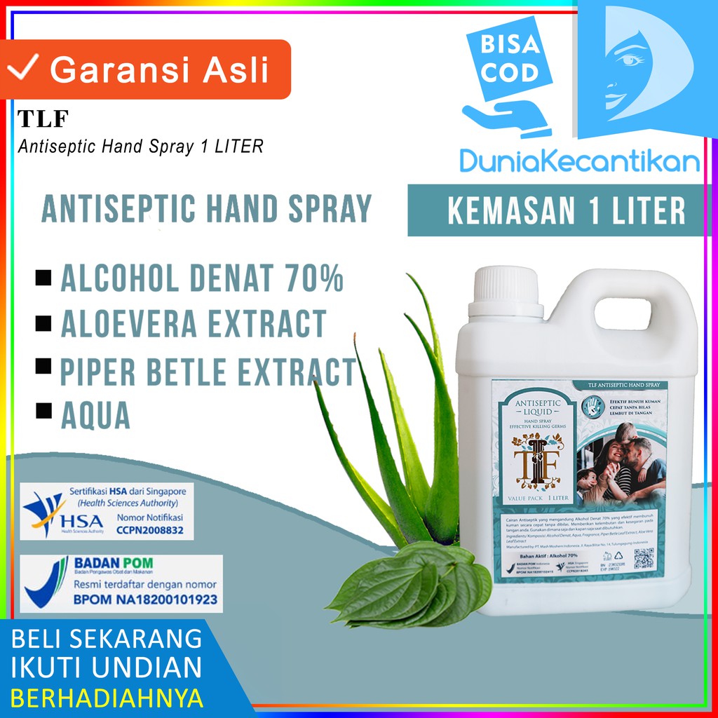 Hand Sanitizer Cair 1 Liter TLF BPOM / Hand Sanitizer Liquid / Antiseptik Anti Virus Spray Liquid 1L