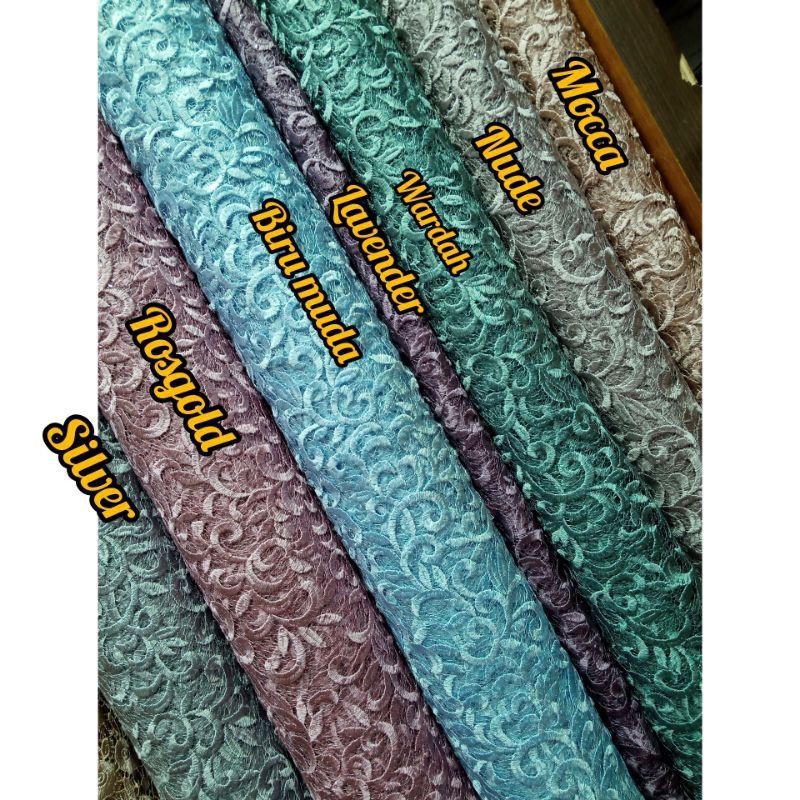 TILE TULLE AKAR SPIDER / Kain Brokat akar spider Payet / harga 0,5 meter