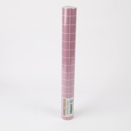 DP1112 Wallpaper Stiker Dinding Pink Motif Kotak-Kotak Estetik