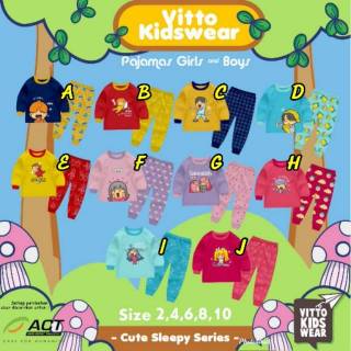 Piyama anak Piyama Vitto kidswear size 2T 10 T baju Piyama anak Piyama Vitto kidswear size 2T 10 T baju