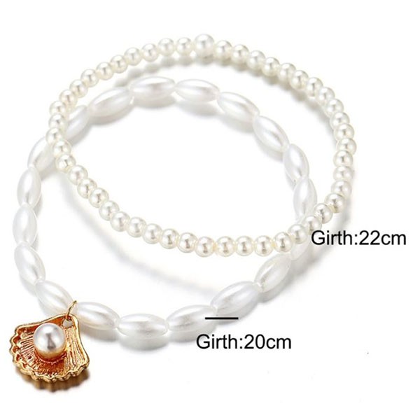 gelang kaki mutiara shell pearl anklet (3e2) jge095