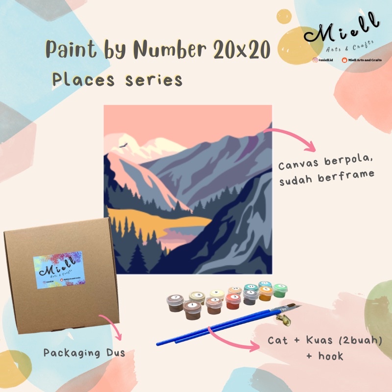 

PAINT BY NUMBER 20x20 - PLACES SERIES / DIY PAINTING BY NUMBER / KANVAS LUKIS (20cmx20cm) + WOODEN FRAME / BINGKAI KAYU