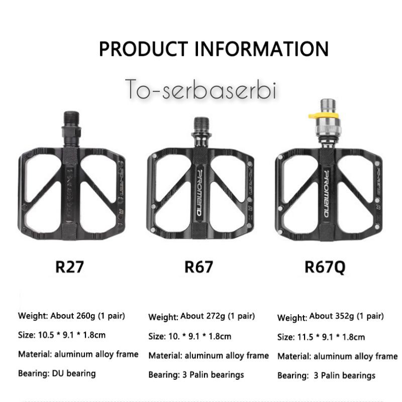 Pedal sepeda Bearing quick release Promend R27 R67 R67Q pedal mtb lipat minion 3 bearing alumunium