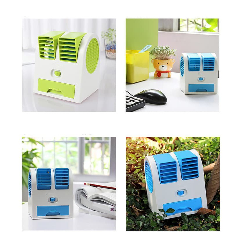 NS  Mini Fan Air Conditioning With Perfume or Ice Turbine Green (2 Swing) - Multicolor