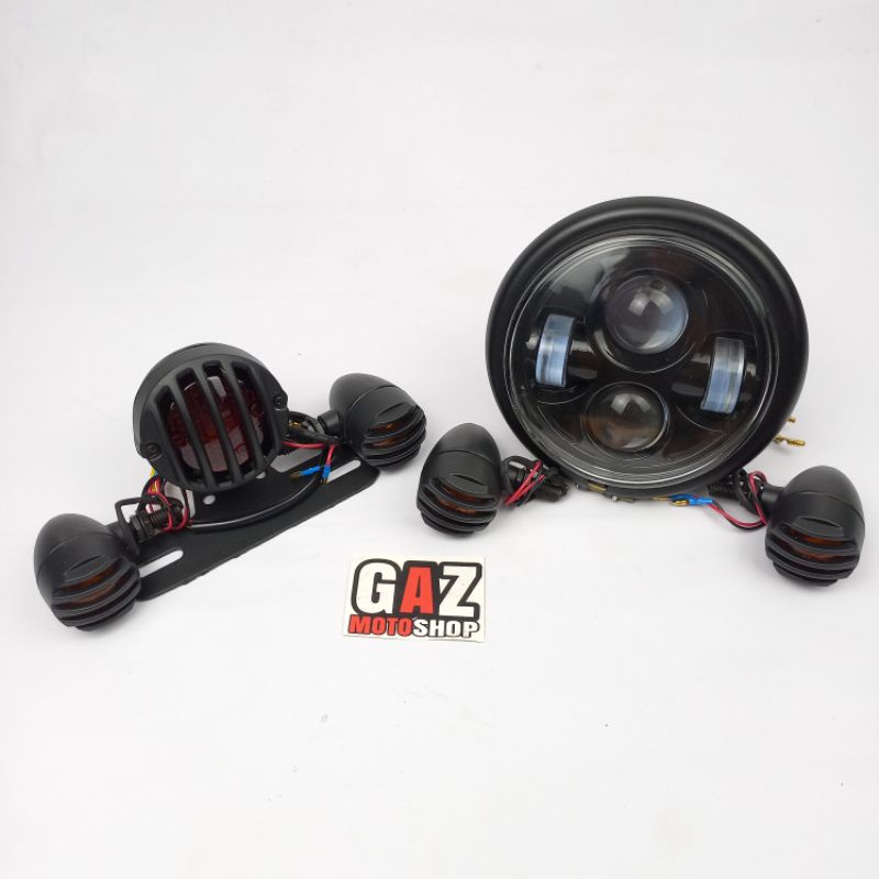 Paket Lampu Japstyle Grill Headlamp Stoplamp Sein Sen Tralis Lampu Stop Reteng CB Custom