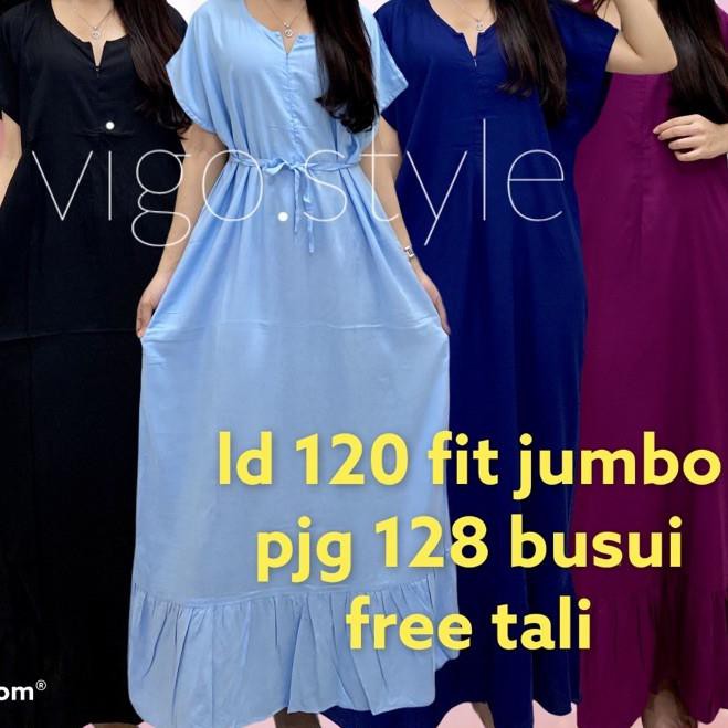 ✾ daster panjang rempel polos daster ruffle polos katun rayon fit jumbo busui panjang ➻