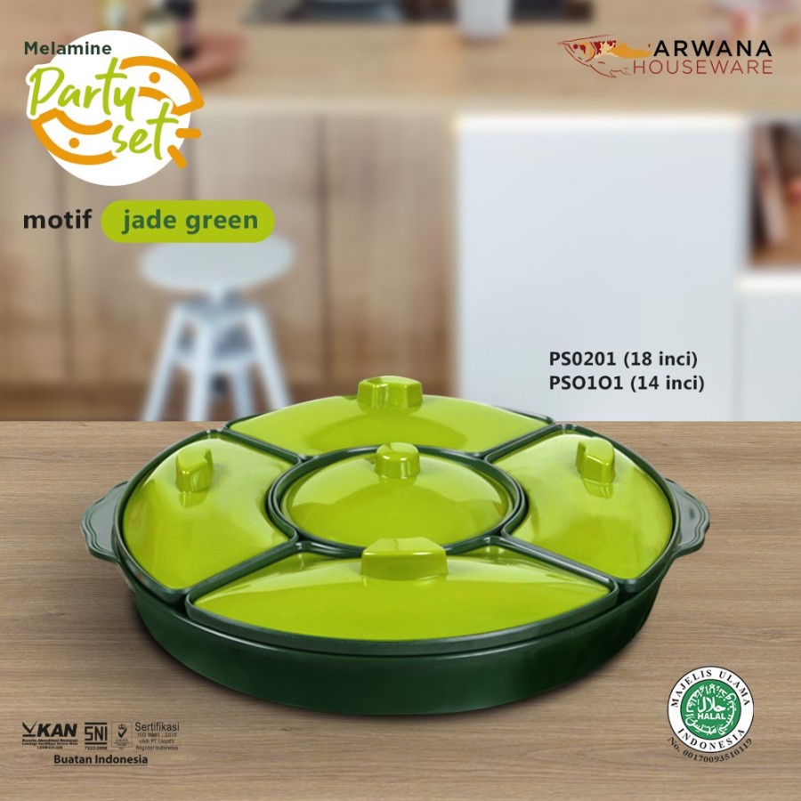 GOLDEN DRAGON PS0201 Party Set Melamine Prasmanan Jade Green 18 inch