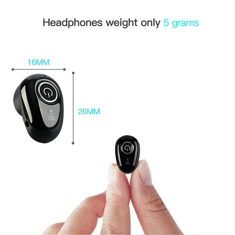 Mini Bluetooth Earphone Handsfree Headset with Mic - S650 - Black