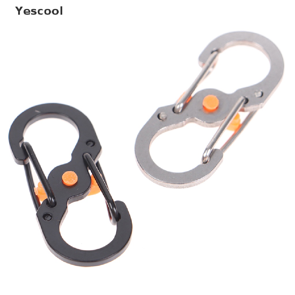 Yescool Outdoor Camping Carabiner Keychain with Lock 8 Shaped S Buckle Climbing Clip .