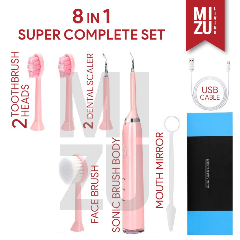 MIZU SHIKA Dental Scaling Pembersih Karang Gigi Sonic Electric Toothbrush Sikat Gigi Elektrik SET