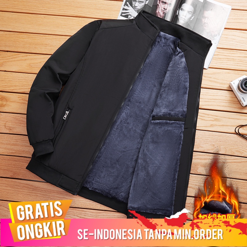 Outerwear Pria Middle-Aged Pria Bulu Empuk Mantel  Bulu Berlapis Tengah Usia  Orang Tua Jaket Ayah M