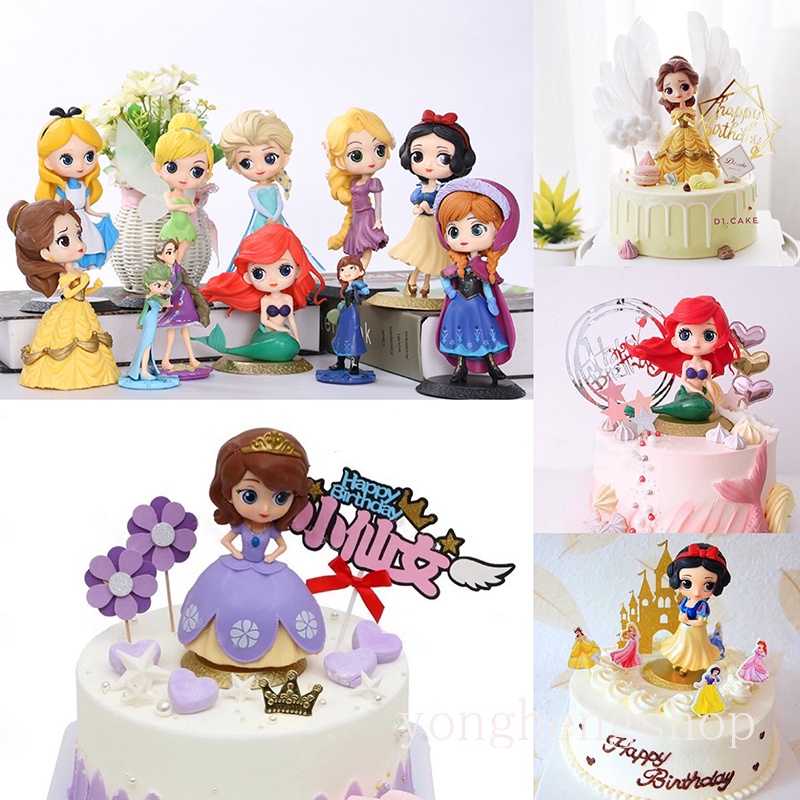 Topper Kue Desain Kartun Princess Elsa Snow White Untuk Pesta Ulang Tahun Anak