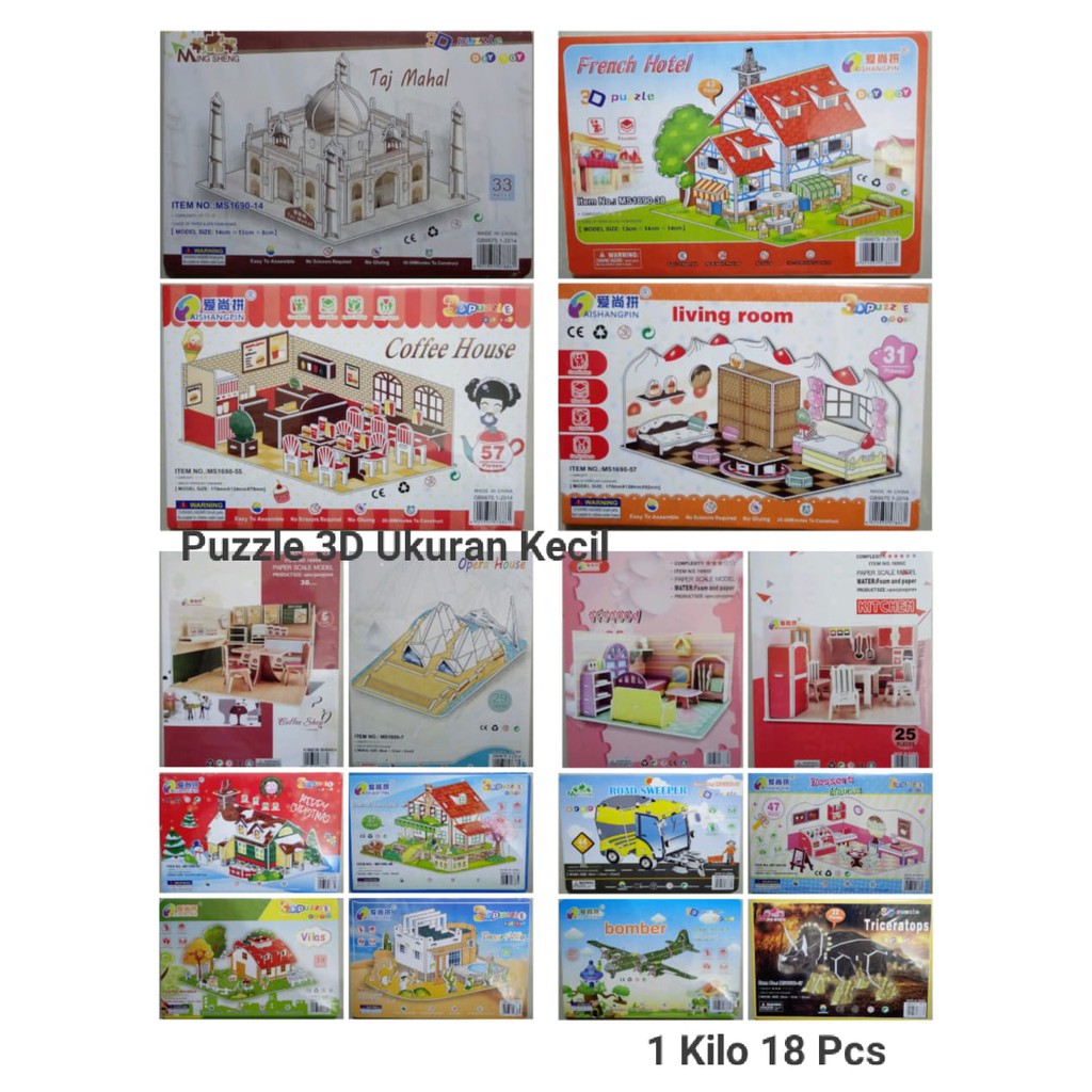 ( zwq ) Part 1 PUZZLE 3D DIY UKURAN KECIL / 3D Puzzle DIY Jigsaw Mainan Edukasi