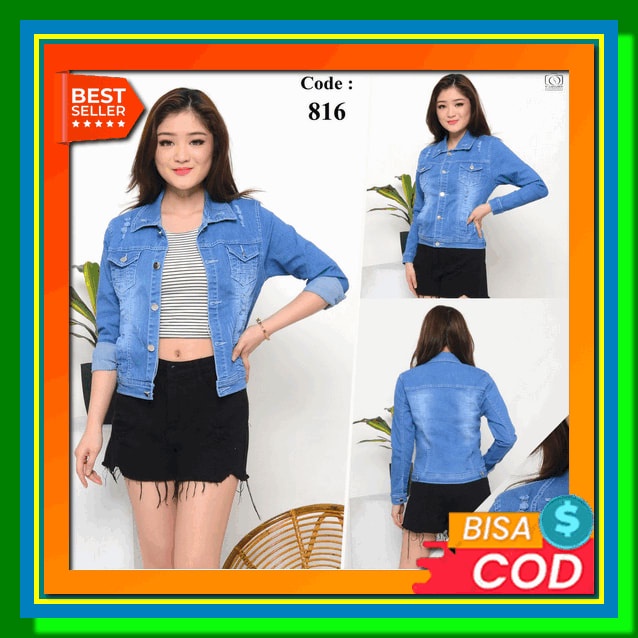 Jaket Jins Jeans Rein Jacket Wanita Cewek Import Premium Ld. Pjg Sisil Jaket Levis Putih Crop Cewe A
